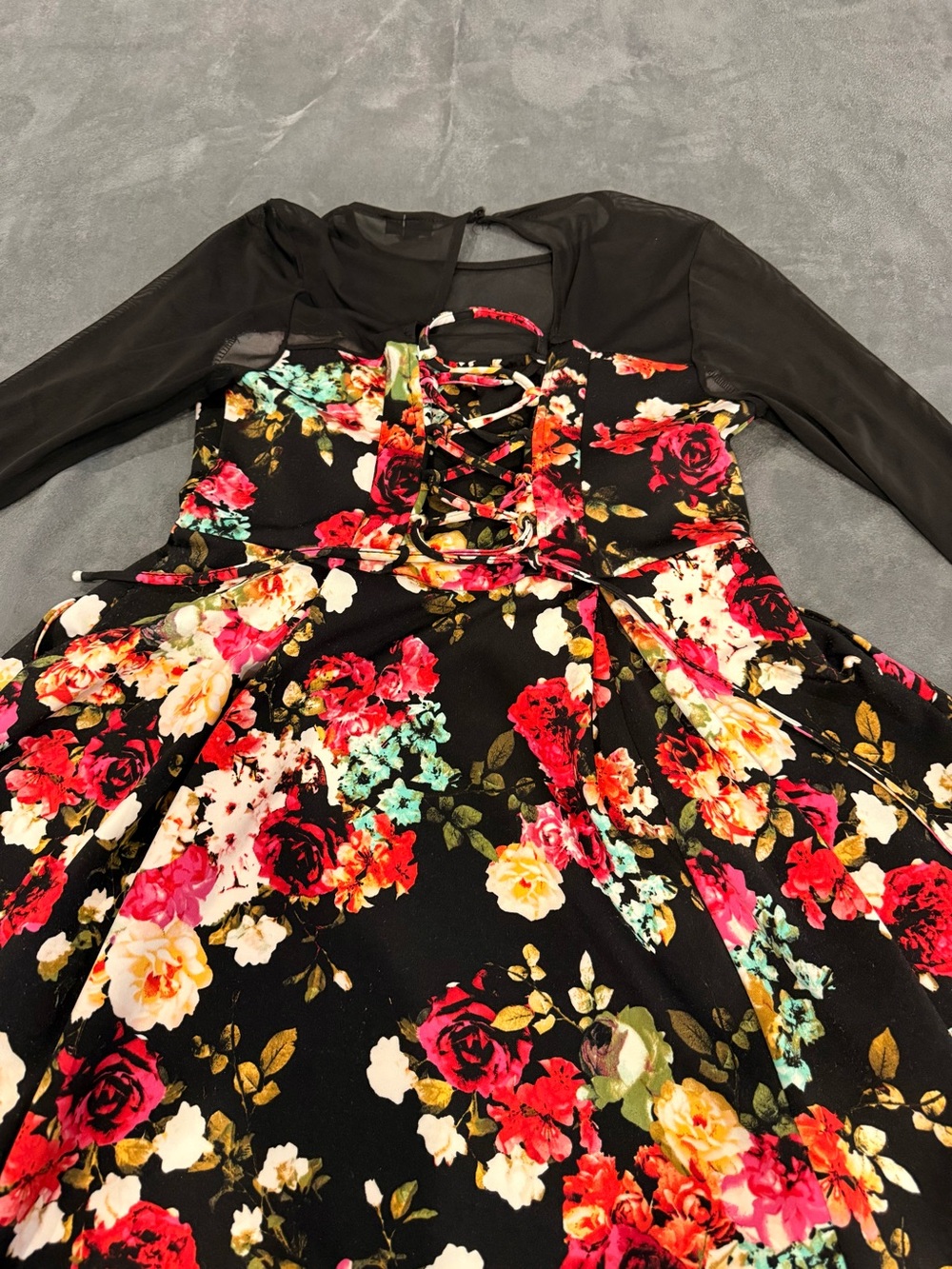 torrid Black Floral Fit-and-Flare Midi Dress - Picture 4 of 9